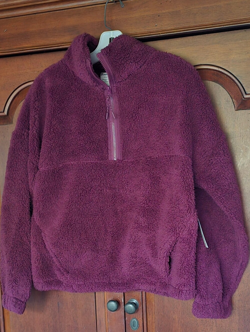No Boundaries Plum Fleece 1/2 Zip Pullover Size S (4-6) Front Pockets